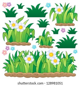 Leaves and grass theme image 2 - vector illustration.