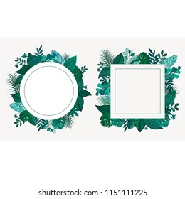 Leaves green color pattern design illustration frame picture