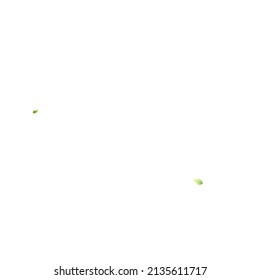 Leaves Green Falling. Spring Flying Foliage. Chaotic Leaf On White Background. Ecology Design, Nature Elements. Spring Sale Vector Illustration. Greenery Environment Backdrop.