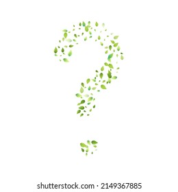 Leaves Green Falling. Spring Flying Foliage. Chaotic Leaf On White Background. Ecology Design, Nature Elements. Spring Sale Vector Illustration. Greenery Environment Backdrop.