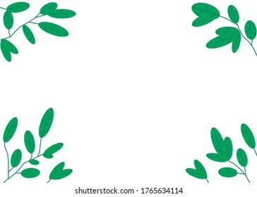 leaves green flat on white background 