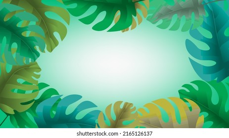 Leaves with green gradient mesh background nice for wallpaper or banner