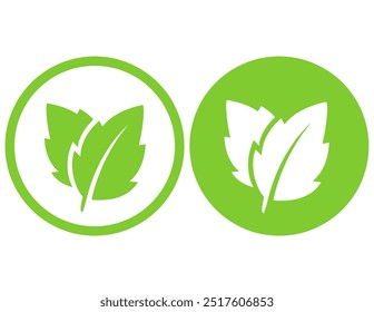 Leaves green icons natural signs on two button background