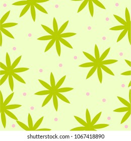 leaves green pink seamless pattern vector texture