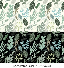 leaves green seamless pattern