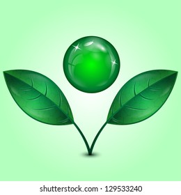 leaves and green sphere