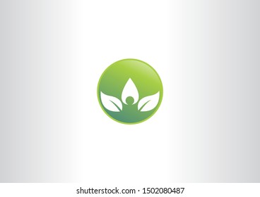 leaves in a green sphere vector illustration