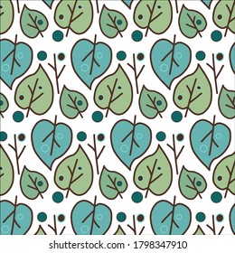 Deja el diseño artístico de vectores verdes y ramas sin fisuras. Arte decorativo de primavera fresca, motivos de baldosas de verano, motivos de tela, papel de envoltura, fondo, proyectos de superficie, cubiertas de libros y arte de papelería 