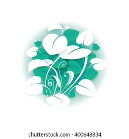 Leaves Green and White Background