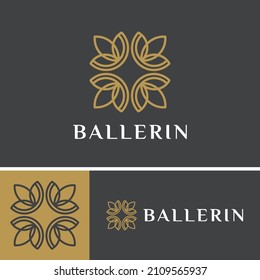 Leaves group outline logo minimalist design elements vector icons square group for template business company