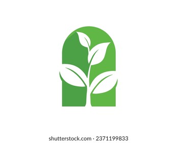 leaves grow logo design vector