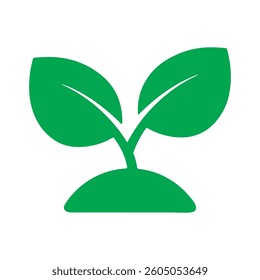 Leaves Growing From Ground Green Glyph Style