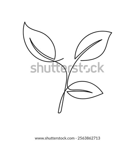 Leaves hand drawing single line art one continuous.Vector illustration