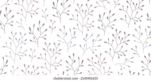 Leaves hand drawn seamless vector background, nature background illustration