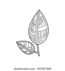 Leaves Hand Drawn Vector Design Zentangle Print For Coloring Book