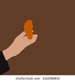 Una hoja en mano, ilustración, vector sobre fondo blanco.