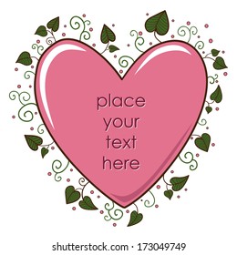 Leaves heart frame. Sketch vector element for romantic design