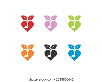 leaves the heart with musical notes in the element.
