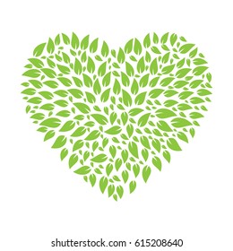 Leaves Heart shape Logo design.
