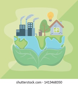 leaves holding planet and save energy design