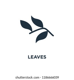 Leaves icon. Black filled vector illustration. Leaves symbol on white background. Can be used in web and mobile.
