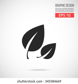 Leaves icon. Black pictogram. Modern flat design vector illustration, new high quality concept for web banners, web site, infographics. Vector icon graphic art isolated on gradient background