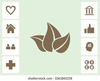 Leaves Icon With Bonus Icons. Eps-10.
