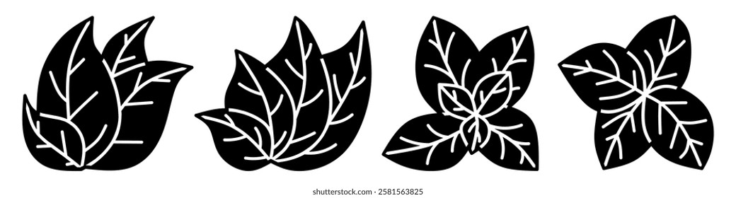 Leaves icon collection. Stock vector illustration.