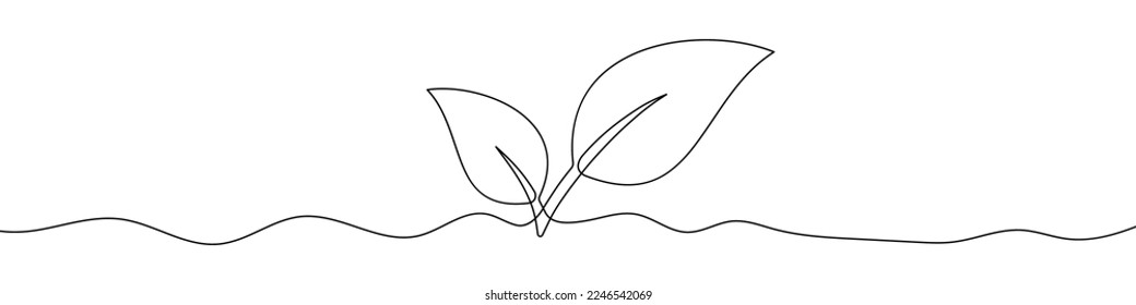 Leaves icon in continuous line drawing style. Line art of leaves icon. Vector illustration. Abstract background