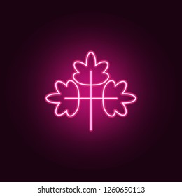 leaves icon. Elements of leaves and flowers in neon style icons. Simple icon for websites, web design, mobile app, info graphics