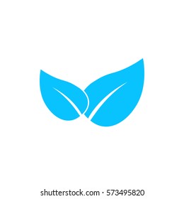 Leaves icon flat. Blue pictogram on white background. Vector illustration symbol