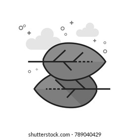 Leaves icon in flat outlined grayscale style. Vector illustration.