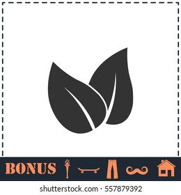 Leaves icon flat. Simple vector symbol and bonus icon
