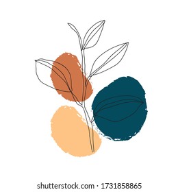 Leaves icon Line art.  Abstract minimal flora design for cover, prints, fabric and wallpaper. Vector illustration