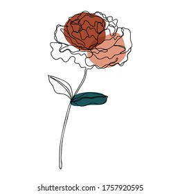 Rose Flower Icon One Line Drawing Stock Vector (Royalty Free ...