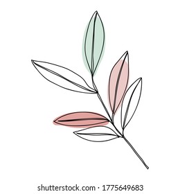 Leaves icon Line art. Abstract minimal flower design for cover, prints, floral wall art, Home decor picture, fabric and wallpaper. Vector illustration