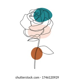 Leaves icon Line art. Minimal flora design with abstract shape background  for cover, prints, fabric and wallpaper. Vector illustration