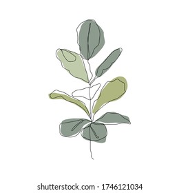Leaves icon Line art. Minimal flora design with abstract shape background  for cover, prints, fabric and wallpaper. Vector illustration