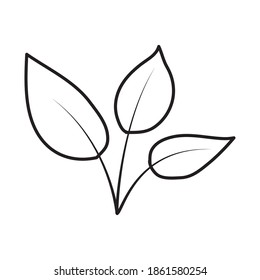 leaves icon over white background, line style, vector illustration
