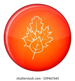 Leaves icon in red circle isolated on white background vector illustration