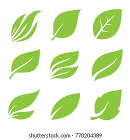 
Leaves icon set.