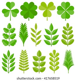 leaves icon set 4, flat design