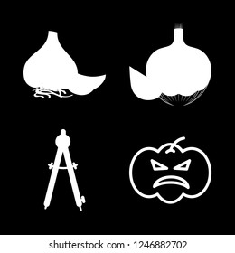 leaves icon set about garlic, pumpkin and dividers vector set