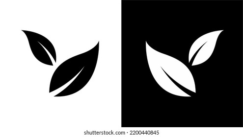 Leaves icon set in black and white