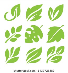 leaves icon set, leaf design for natural and green logo concept.