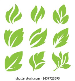 leaves icon set, leaf design for natural and green logo concept.