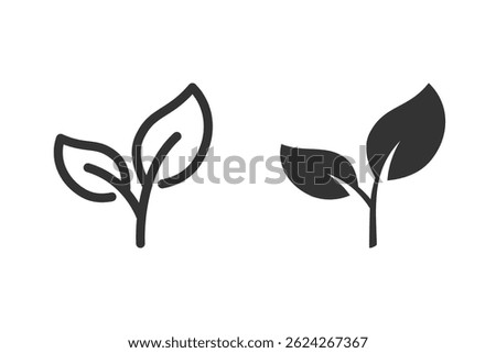 Leaves icon set. Leaf symbol. Nature organic isolated illustration. Vegetarian or vegan label. Green eco logo