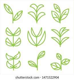 Leaves icon set. Leaf vector design for logo and nature brand identity.