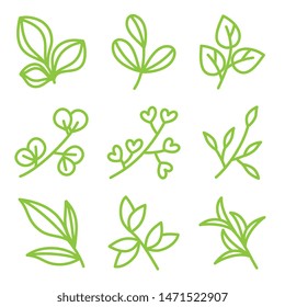 Leaves icon set. Leaf vector design for logo and nature brand identity.