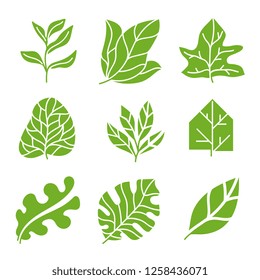 Leaves icon set. leaves logo design and  natural style symbol vector.